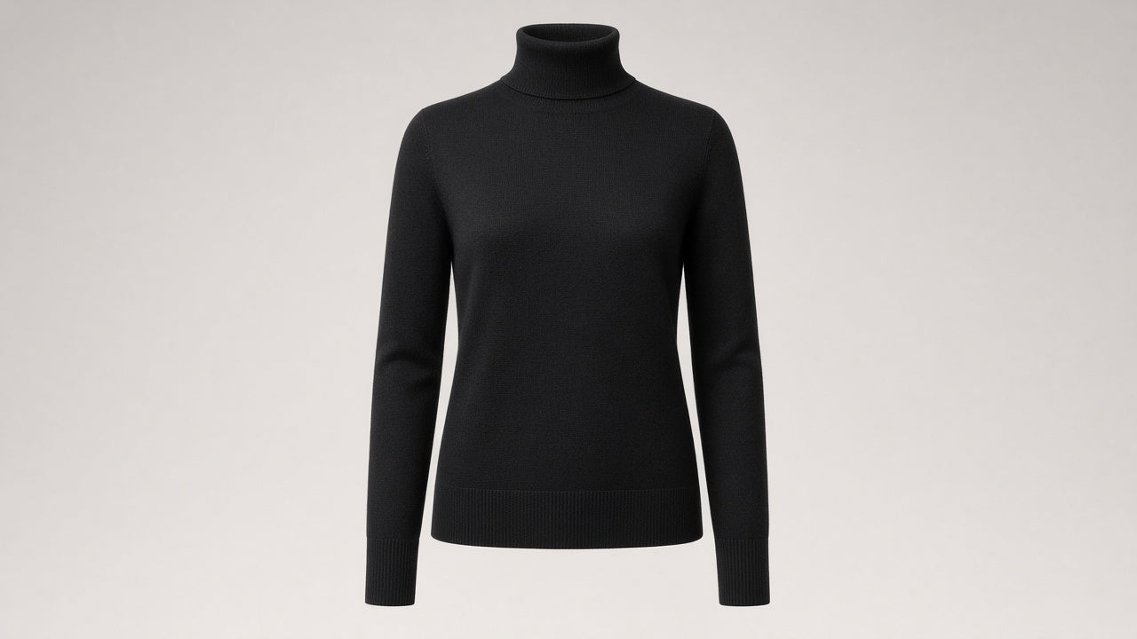 BOND Kaschmir-Seide Rollkragenpullover Damen – Schwarz