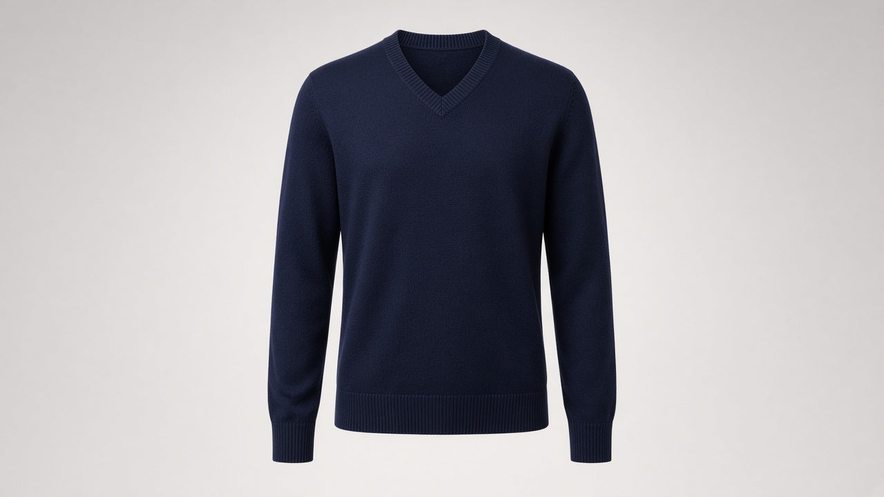 BOND Kaschmir-Seide V-Ausschnitt Pullover Herren – Navy