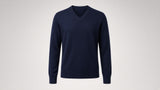 BOND Kaschmir-Seide V-Ausschnitt Pullover Herren – Navy