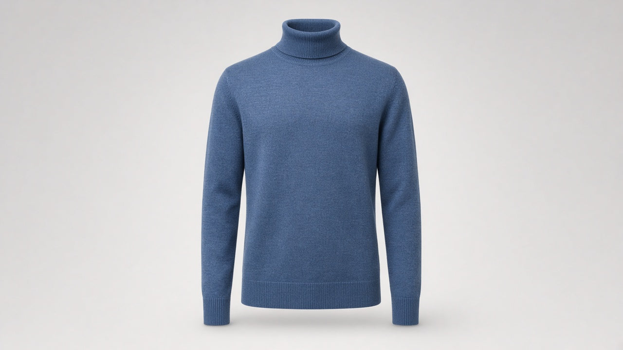 BOND Kaschmir-Seide Rollkragenpullover Herren – Jeansblau