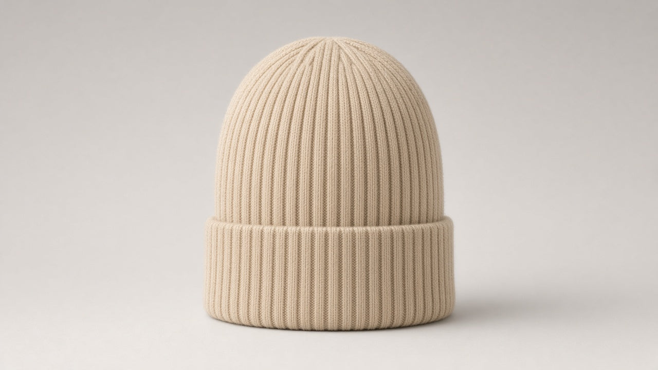 BOND Kaschmir-Mütze Breitripp Damen – Beige
