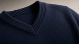 BOND Kaschmir-Seide V-Ausschnitt Pullover Herren – Navy