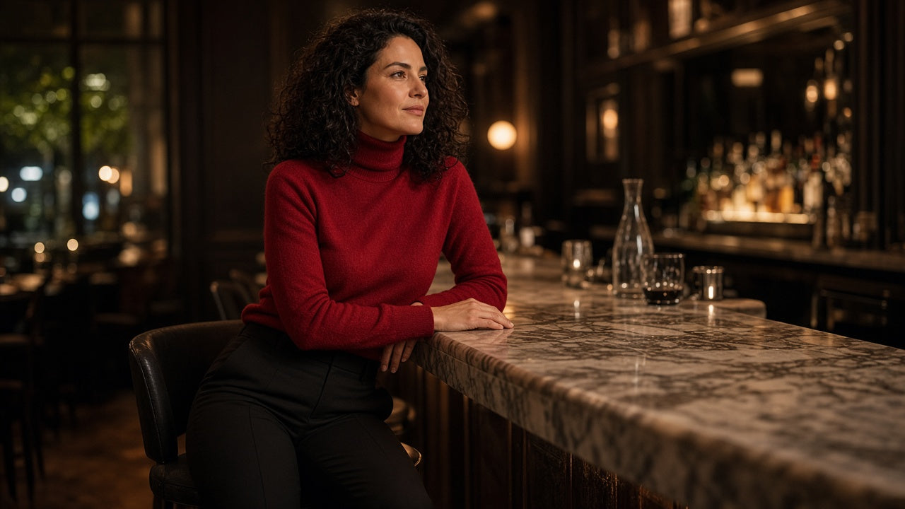 BOND Kaschmir-Seide Rollkragenpullover Damen – Rot