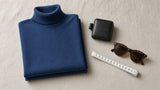 BOND Kaschmir-Seide Rollkragenpullover Herren – Jeansblau
