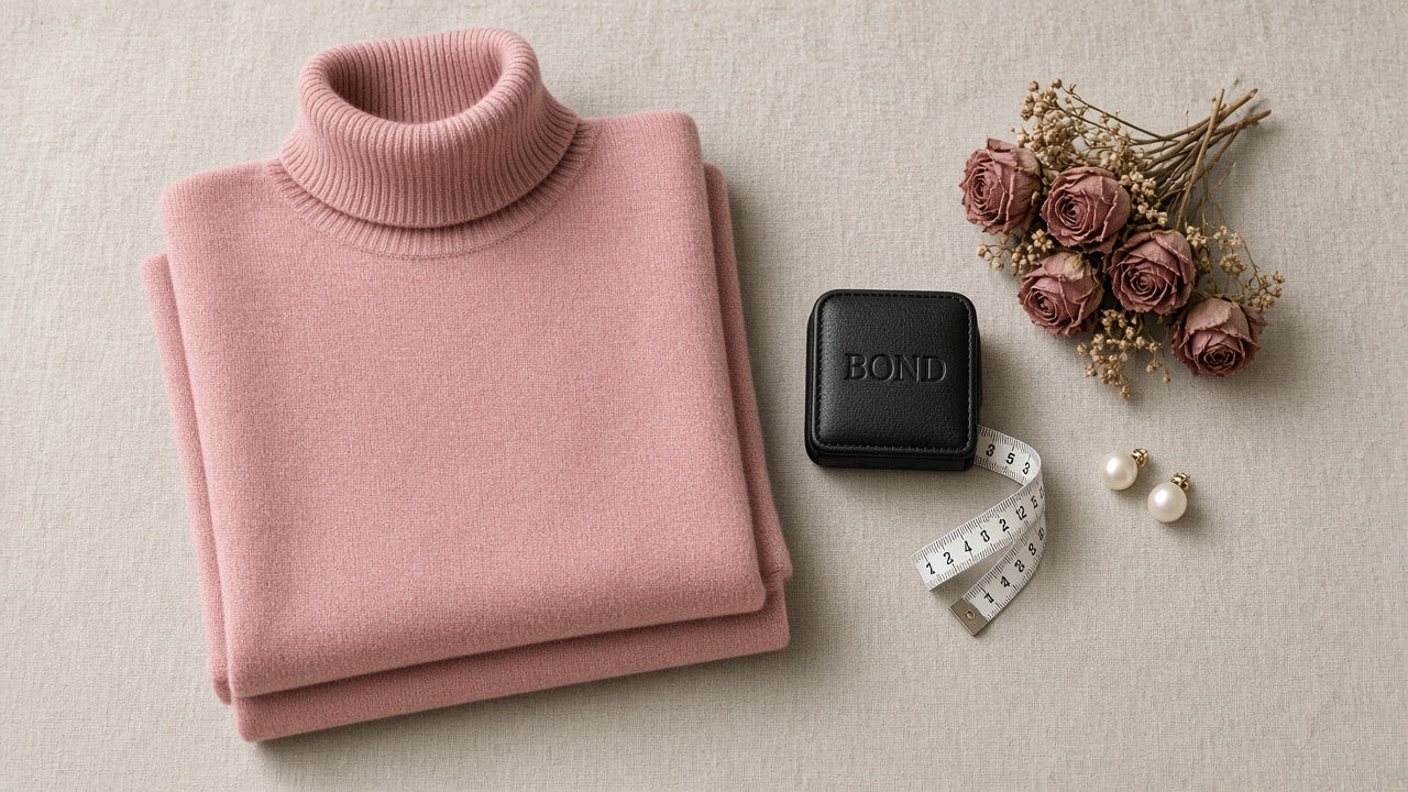 BOND Kaschmir-Seide Rollkragenpullover Damen – Rosa