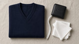 BOND Kaschmir-Seide V-Ausschnitt Pullover Herren – Navy